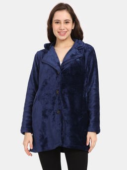Zivame - Rosaline Minky Plush Knit Poly Jacket - Ocean Caveran