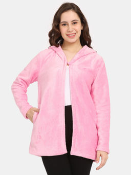 Zivame - Rosaline Minky Plush Knit Poly Hooded Cardigan - Candy Pink