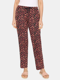 Zivame - Floral Tales Knit Poly Pyjama - Jet Black