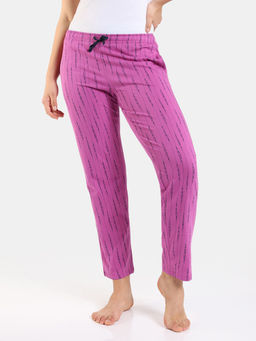 Zivame - Peeking Barks Knit Cotton Pyjama - Rose Purple