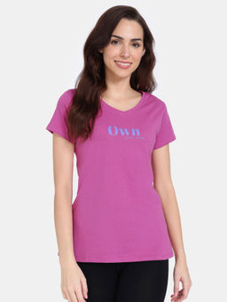 Zivame - Peeking Barks Knit Cotton Top - Rose Purple
