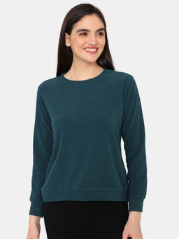 Zivame - Cosy Rib Knit Poly Sweatshirt - Dark Sea