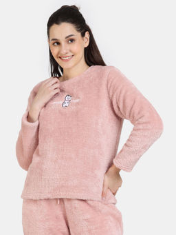 Zivame - Fancy Fur Knit Poly Sweatshirt - Dusty Pink