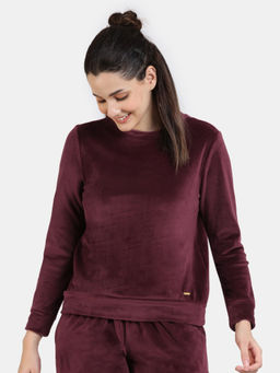 Zivame - Plush Velour Knit Poly Sweatshirt - Chocolate Truffle