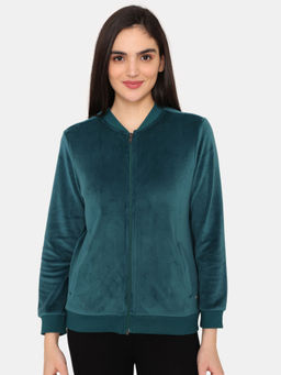 Zivame - Plush Velour Knit Poly Loungewear Top - Dark Sea