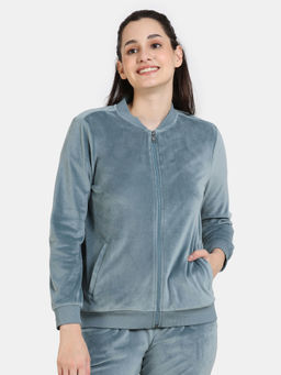 Zivame - Velour Knit Poly Loungewear Top - Mineral Blue