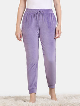 Zivame - Plush Velour Knit Poly Loungewear Bottom - Chalk Lavender