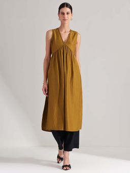 Pink Fort - Silk Blend Mustard Kurta with Pant