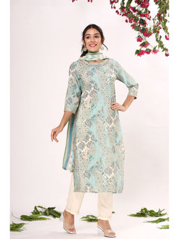 Zari Jaipur - Womens Blue Kurta (Set of 3)