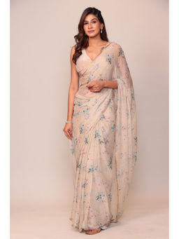 Zari Jaipur - Womens Cream Saree with Unstitched Blouse