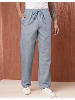 Fabindia - Cotton Full Length Drawstring Blue Trousers