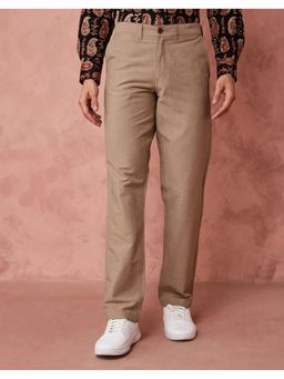 Fabindia - Cotton Comfort Fit Regular Brown Trousers