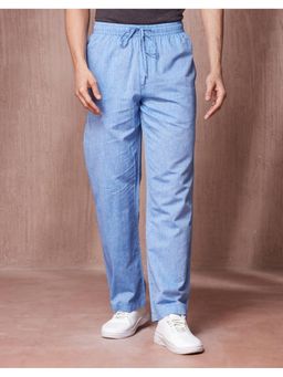 Fabindia - Cotton Full Length Drawstring Blue Trousers