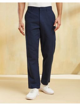 Fabindia - Cotton Straight Fit Regular Navy Blue Trousers