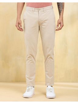 Fabindia - Cotton Blend Slim Fit Beige Trousers