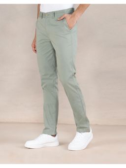 Fabindia - Cotton Blend Slim Fit Green Trousers