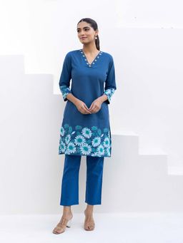 Bud & Tulip - Womens Cotton Floral Blue Adira Suit