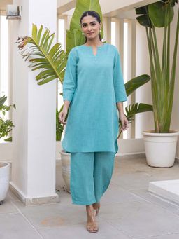 Bud & Tulip - Womens Cotton Embroidered Blue Co-Ord Set