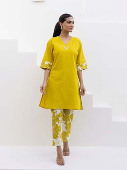 Bud & Tulip - Womens Cotton Printed Yellow Co-Ord Set