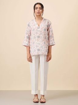 Celery - Womens Cotton Floral Beige Kurti