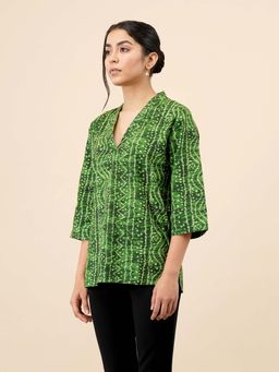 Celery - Womens Cotton Tie & Dye Green Kurti