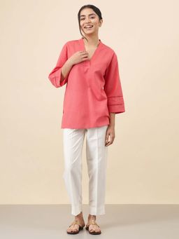 Celery - Womens Cotton Solid Pink Kurti