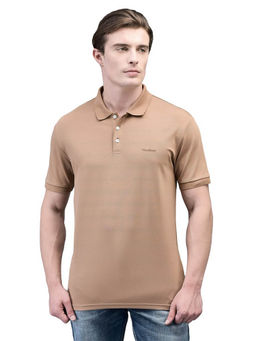 WOODLAND - Mens Brown Solid Polo Neck T-Shirt