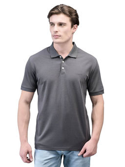 WOODLAND - Mens Grey Solid Polo Neck T-Shirt