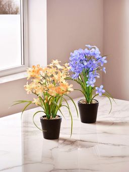 The Better Home - Artificial Flowers with Pot Jasmine Bonsai with Leaves (Pack of 2)