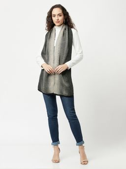 KnitStudio - Black Solid Casual Knitted Muffler
