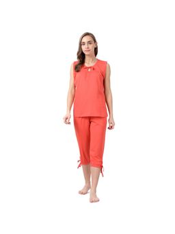 Shyaway - Women Solid Top & Capris Set - Orange