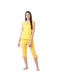 Shyaway - Women Solid Top & Capris Set - Yellow