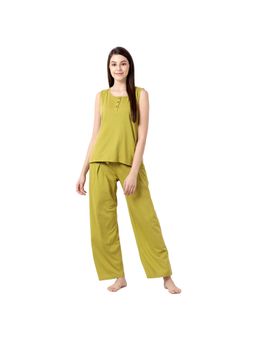 Shyaway - Women Solid Top & Pyjamas Set - Green