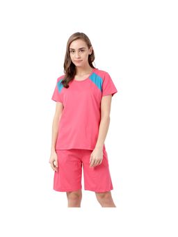 Shyaway - Women Solid Top & Shorts Set - Pink