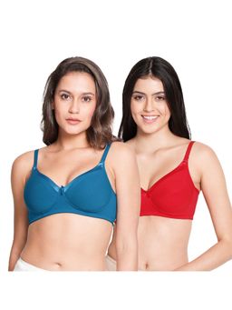 Shyaway - Susie by Shyaway Neck Satin Wirefree Full Coverage Cotton Padded Bra-Multi-Color (Pack of 2)