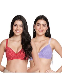 Shyaway - Taabu Printed wire-free Padded 3/4th Coverage T-Shirt bra - Multi-Color (Pack of 2)