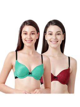 Shyaway - Susie Everyday Demi-Coverage Underwired Black Lace Padded Plunge bra -Multicolour