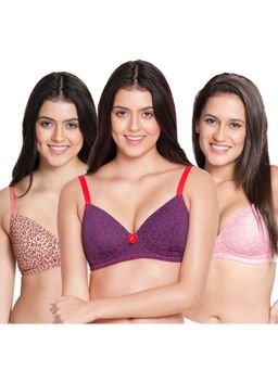 Shyaway - Taabu Printed wire-free Padded 3/4th Coverage T-Shirt bra - Multi-Color (Pack of 3)