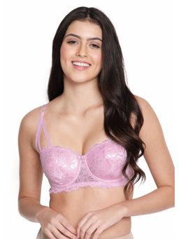 Shyaway - Susie Demi Coverage Underwired Strappy Front Balconette Lightly Padded Bra -Baby Pink