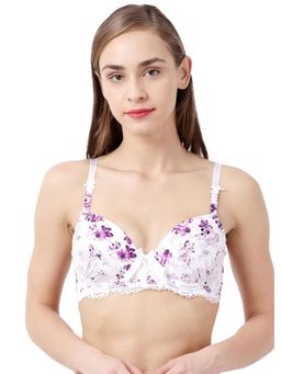 Shyaway - Susie Demi-Coverage Floral Print Lace Underwired Everyday Padded Bra - Purple