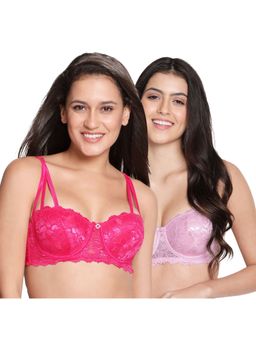 Shyaway - Susie Demi Coverage Strappy Front Balconette Padded Bra -Multi-Color (Pack of 2)