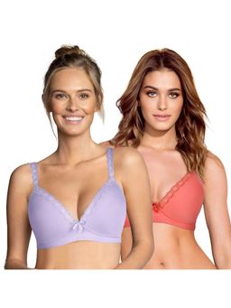 Shyaway - Taabu Full Coverage Wirefree Lace Strap Everyday Padded Bra- Multi-Color (Pack of 2)