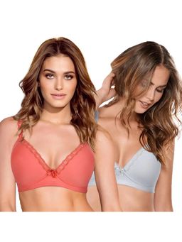 Shyaway - Taabu Full Coverage Wirefree Lace Strap Everyday Padded Bra- Multi-Color (Pack of 2)