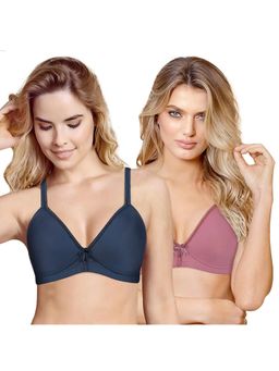Shyaway - Taabu Full Coverage Wirefree Satin Everyday T-Shirt Padded Bra- Multi-Color (Pack of 2)