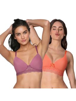 Shyaway - Taabu 3/4th Coverage Bottom Lace wirefree Plunge Padded Bra-Multi-Color (Pack of 2)