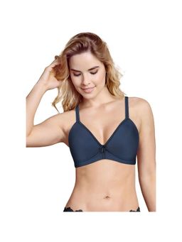 Shyaway - Taabu Full Coverage Wirefree Satin Trim Everyday T-Shirt Padded Bra- Blue