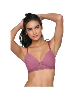 Shyaway - Taabu 3/4th Coverage Bottom Lace wirefree Plunge Padded Bra- Purple