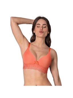 Shyaway - Taabu 3/4th Coverage Bottom Lace wirefree Plunge Padded Bra-Orange