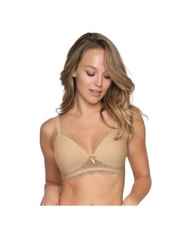 Shyaway - Taabu 3/4th Coverage Bottom Lace wirefree Plunge Padded Bra-Skin