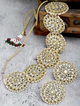 Karatcart - Traditional Gold Plated Kundan Floral Choker Necklace Set for Women (Set of 2)